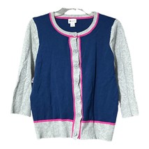 Stylus Women Gray Blue 3/4-Sleeve Colorblock Cardigan Sweater Sz Medium $36 New - £10.17 GBP