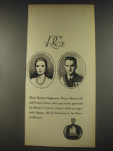 1956 Lanvin Arpege Perfume Ad - Prince Rainier III and Princess Grace - £14.55 GBP