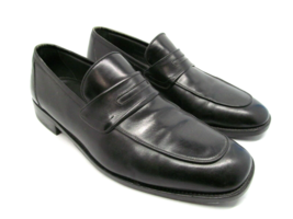 Bally Octanis Black Leather Half Strap Loafers Size 10 EEE Made In Italy - £22.75 GBP