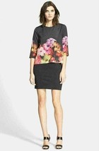 Ted Baker &#39;Cadie&#39; Floral Print Popover Tunic Dress Sz 0 - US 00 Black Multi - £96.59 GBP