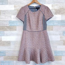 J Crew Metallic Mixed Tweed Dress Gray Gold Purple Fit &amp; Flare Casual Womens 10 - $128.69