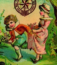 1880&#39;s Emil Seelig&#39;s Kaffee Victorian Trade Card - Gathering Flowers in Garden - £12.48 GBP