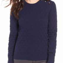 New Nordstrom Women Size Small Hinge Navy Blue Knit Sweater Button Detail - £18.41 GBP