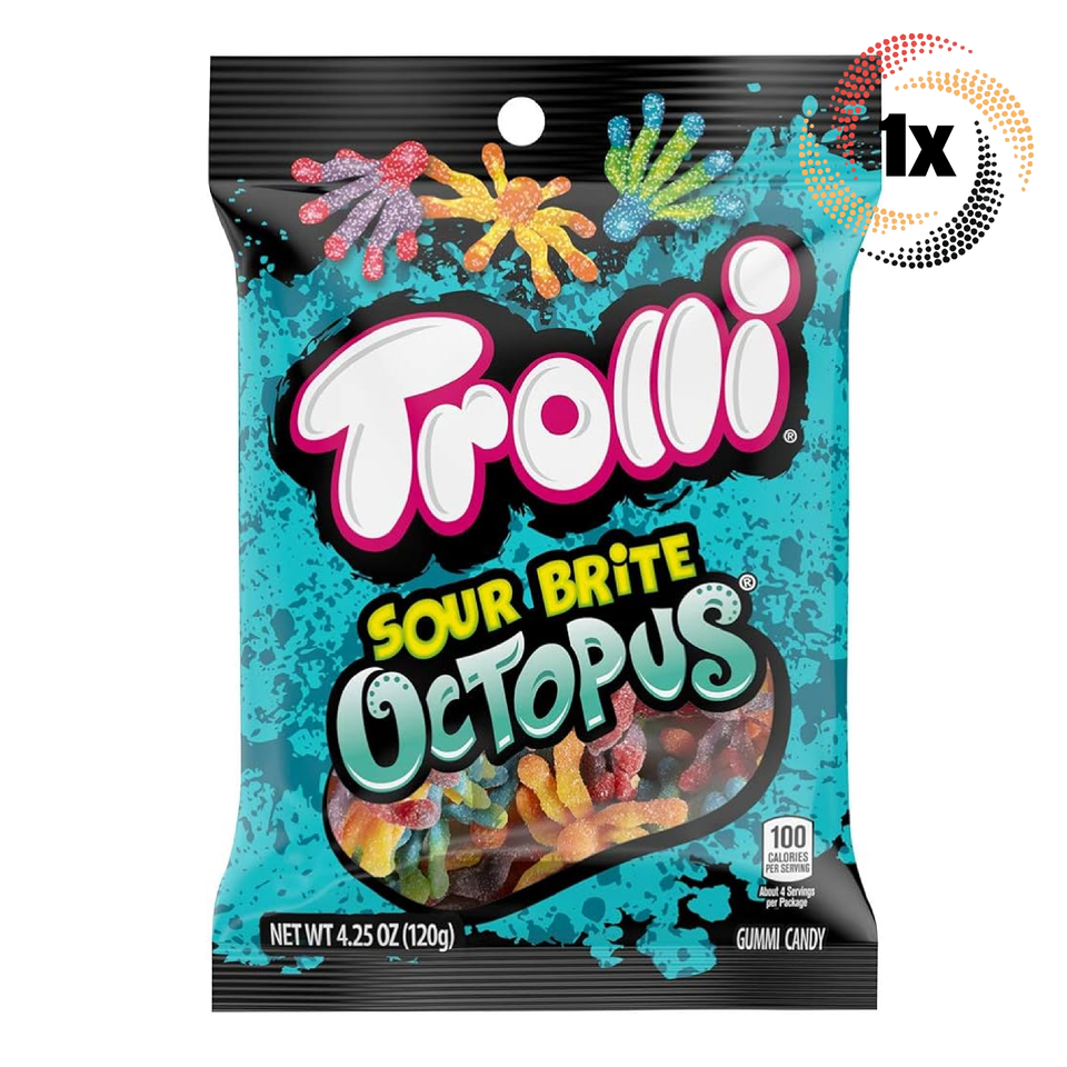 1x Bag Trolli Sour Brite Octopus Soft &amp; Chewy Gummy Worms Candy | 4.25oz - $10.04