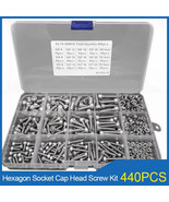 440PCS M3 M4 M5 Hex Socket Cap Screws Set 304 Stainless Steel DIN912 All... - $51.00 CAD