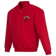 NBA Miami Heat Jackets Poly Twill Jacket Patch Logos  JH Design Red - £104.23 GBP