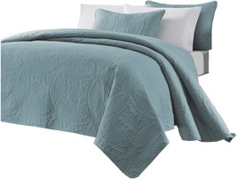 Austin 3-Piece Oversized Bedspread Coverlet Set King, Spa Blue, Chezmoi,... - $68.97