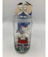 Dunkin Donuts Store Christmas Glass Munchkin Canister with Box Vintage - £12.16 GBP