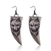 Vintage Horn-shaped Wolf Dog Earrings Punk Animal vintage Long Earrings For Wome - £6.37 GBP