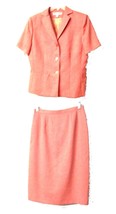 Kasper &amp; Co. Coral Peach Short Sleeve Skirt Suit Sz 8 Skirt &amp; Sz 10 Top - £61.01 GBP