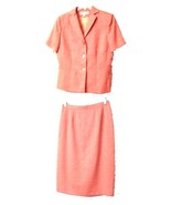 Kasper &amp; Co. Coral Peach Short Sleeve Skirt Suit Sz 8 Skirt &amp; Sz 10 Top - £60.15 GBP