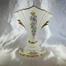 Turner Czechoslovakia White Floral Fan Vase # 21743 - $32.62