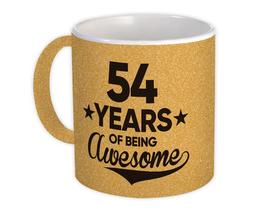 54 Years of Being Awesome : Gift Mug 54th Birthday Baseball Script Happy Cute - £12.68 GBP