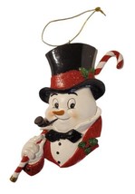 Victorian Snowman Head Top Hat Candy Cane Pipe Holly Glitter Kurt S Adler NWOT - £12.62 GBP