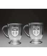 Donohue Irish Coat of Arms Glass Coffee Mugs - Set of 2 - £26.68 GBP