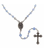 IMMACULATE HEART OF MARY CRUCIFIX ROSARY BLUE GLASS BEADS IN LEAD FREE P... - $41.10 CAD