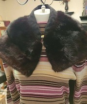 DARK BROWN FUR COLLAR WRAP WITH FASTENERS - £25.78 GBP