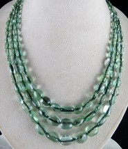 Antique Natural Colombian Emerald Beads Cabochon 3 Line 396 Cts Stone Necklace - £4,237.23 GBP