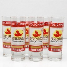 SET OF 6 Stolichnaya Stoli Pertsovka Fireball Vodka 4&quot; Shot Glass 2 Oz  - £25.26 GBP
