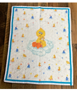 Vintage Handmade Big Bird Cookie Monster Sesame Street Baby Quilt Cross ... - $67.63 CAD