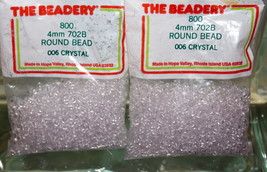4mm ROUND BEADS THE BEADERY PLASTIC CRYSTAL 2 PACKAGES 1,600 COUNT - $3.99