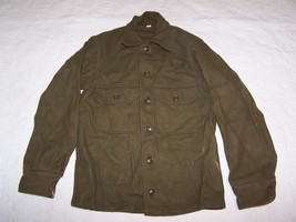 1951 Military Fieldwool Olive Green 100% Wool Mens Shirt Size S OC108 - £39.27 GBP