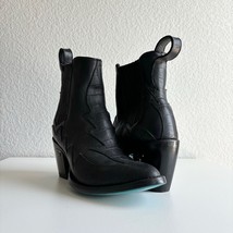 Lane CHELSEA Black Cowboy Short Boots 7.5 Western Wear Leather Heel Ankl... - £108.54 GBP