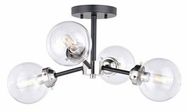 Vaxcel International C0133 20 in. Orbit Semi-Flush Mount, Satin Nickel &amp;... - £180.60 GBP