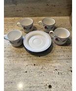 LENOX Poppies On Blue Set Of 4 Cups And Saucers Bone China - $19.79