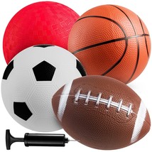 Sports Balls With Hand Pump For Kids - (Pack Of 4) 6-Inch Diameter Rubbe... - $25.65
