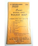 NOS Vtg 1950&#39;s Cram&#39;s Modern Series Pocket Map Netherlands Belgium #341 ... - $20.20 CAD