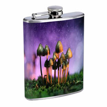 Groovy Trippy Mushrooms D1 Flask 8oz Stainless Steel Hip Drinking Whiskey - £11.83 GBP