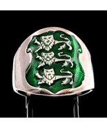 Sterling silver English Flag ring Three Lions coat of arms England with ... - £62.95 GBP