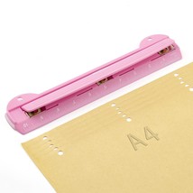 3 Ring Hole Puncher For Binders,Pink,With 10&quot; Ruler, Plus Paper-Chip Tray Design - £12.86 GBP