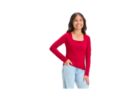 art class™  Girls&#39; Long Sleeve Square Neck Top -  Red XXL (16/18) - $11.88