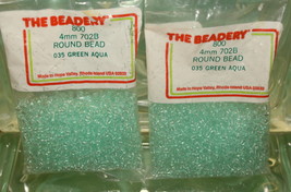 4mm ROUND BEADS THE BEADERY PLASTIC GREEN AQUA 2 PACKAGES 1,600 COUNT - $3.99