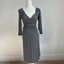 Anthropologie Maeve Galena Faux Wrap Black &amp; White Print Midi Dress XS - $24.99