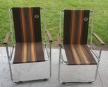 A&amp;E Systems Elite Chrome Chairs - Pair of Brown Antique MCM Folding Lawn... - $135.44