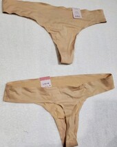 2 Pair Auden Women's Large (12-14) Bonded Edge Thong Soft Beige image 3