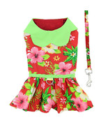 Hawaiian Red Hibiscus Designer Dog Dress and Matching Leash Size XS - €15,02 EUR