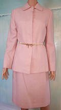 Poul Stuart Stunning Pink Gold Wool Tweed Runway Skirt Suit Us M - £102.74 GBP