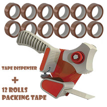 PACKING TAPE DISPENSER GUN PARCEL PACKAGING + 12 ROLLS BROWN PACKING TAP... - $301.85 MXN