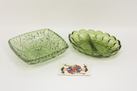 2 Vintage Green Glass Candy/Nut dishes - £20.44 GBP