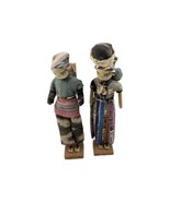 Set of 2 Hand Made Folk Art Dolls Ethnic Family Dad Mom and Baby Figure - $129.55 MXN