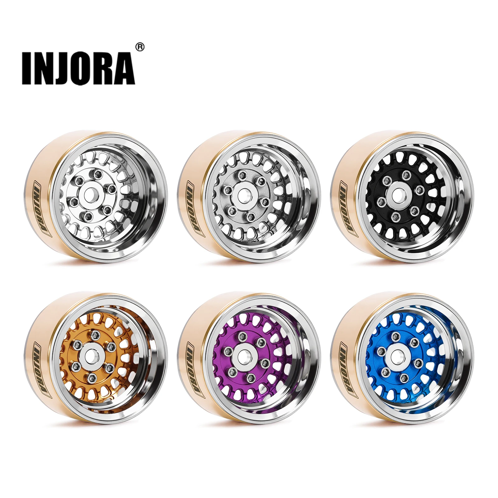 INJORA ModuWheel 1.0&quot; Brass &amp; Aluminum Beadlock Wheels for 1/18 1/24 RC ... - $42.48