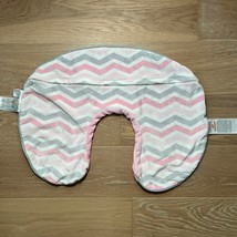 Boppy Velour Chevron Pillow Cover Pink White Gray - $19.34