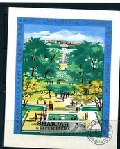 Sharjah 1966 Imperf souvenir sheets  Arlington National Crematory Used /... - £2.37 GBP
