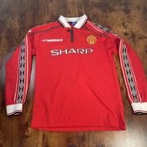 Manchester United 1998 - 2000 Home Umbro long sleeve jersey #7 Beckham size  M - £781.75 GBP