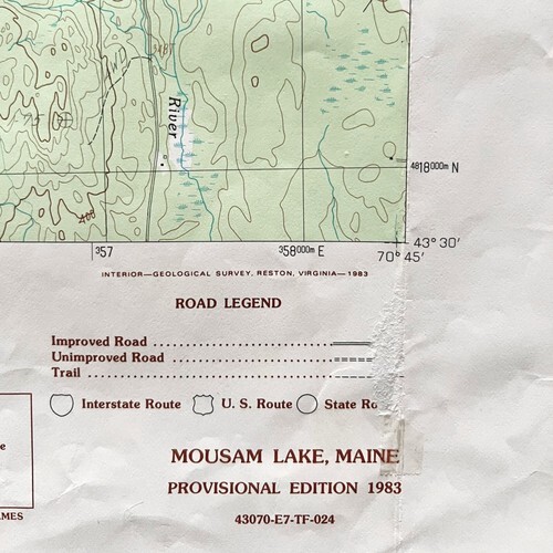 Map Mousam Maine 1983 Topographic Geological Survey 1:24000 27 x 22" TOPO6 Item image 3