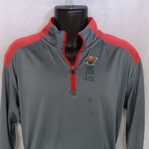 Minnesota Wild 1/4 Zip Pullover Shirt Large 42 Gray Long Sleeve Knights Apparel - £22.71 GBP